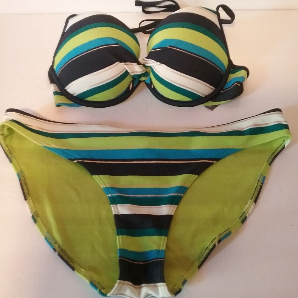 Aerie Perkier Pushup Bikini Be and Bottoms (L)